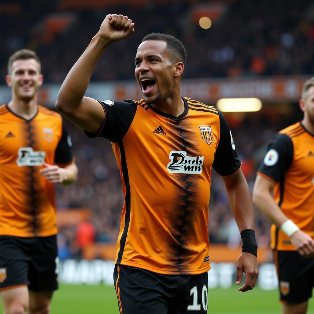 Abel Hernandez ăn mừng bàn thắng trong màu áo Hull City