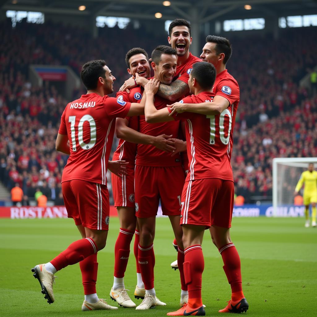 Achraf Hakimi celebrating a goal with his teammates