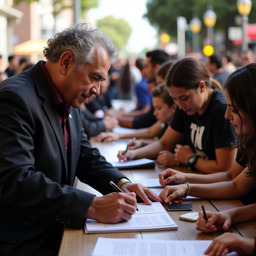 Adalberto Carrasquilla signing autographs for fans