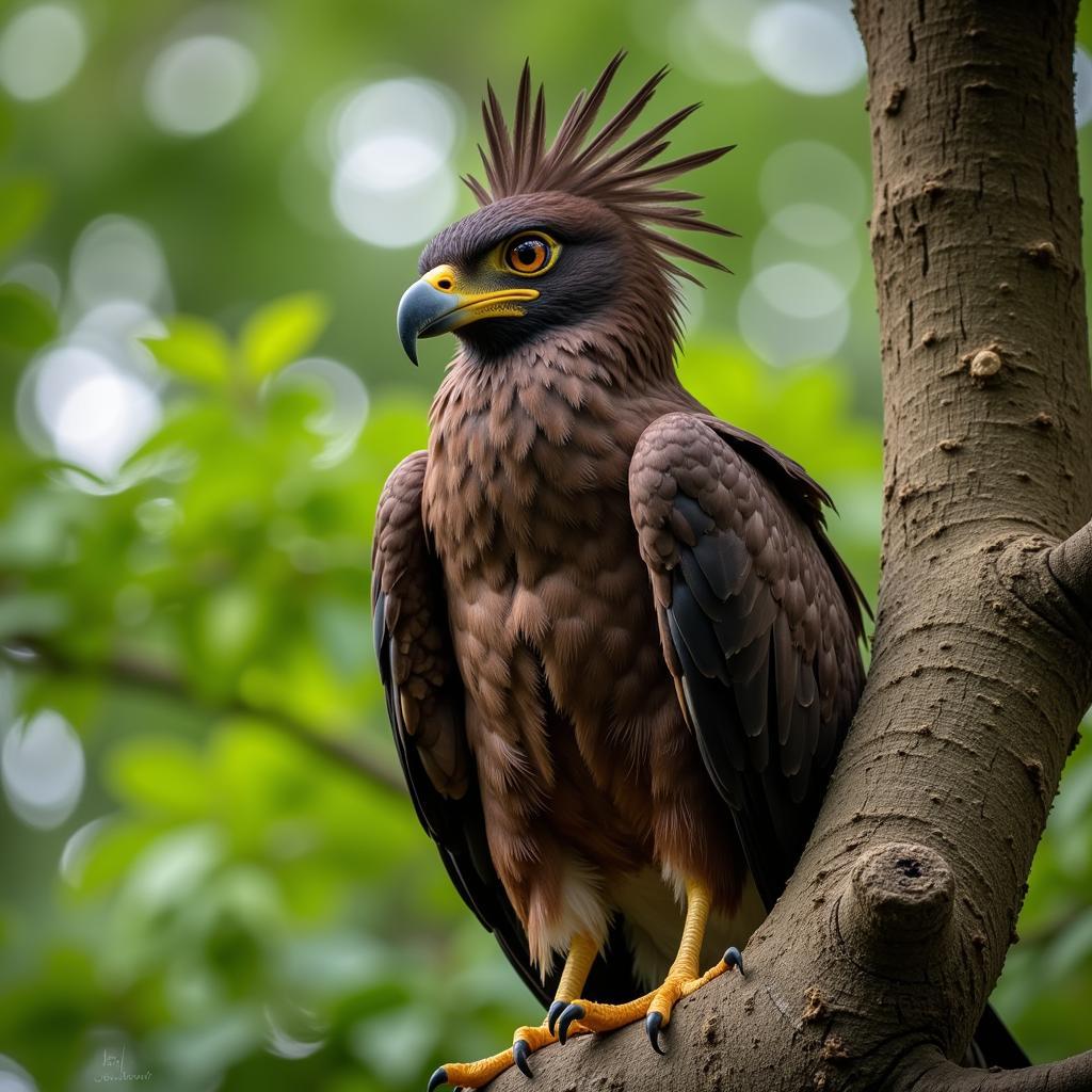 Aguia de Maraba perched on a tree branch