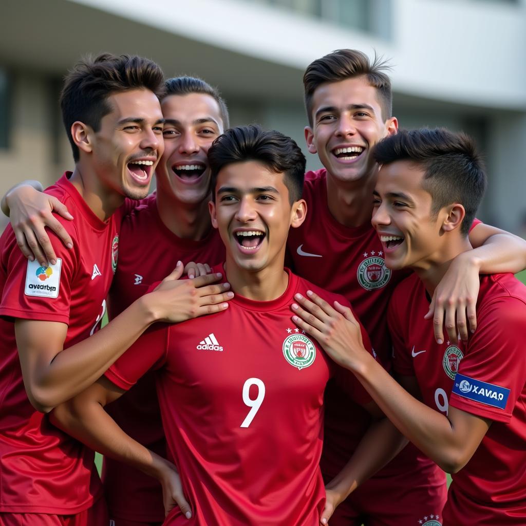 Al Fahaheel U19 team celebrating a victory