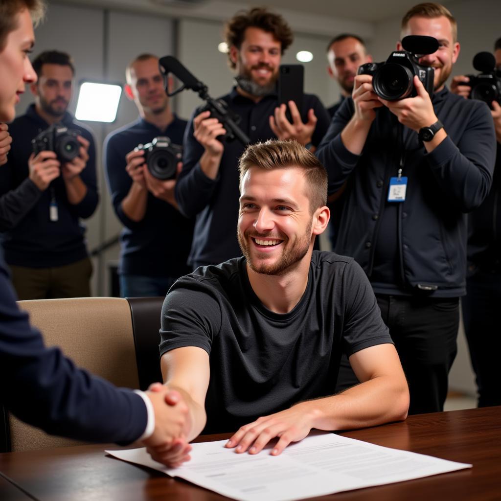 Alonso Lara signing a professional contract