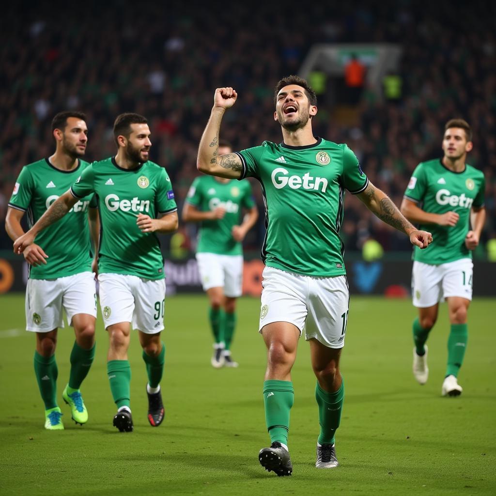 Andres Guardado celebrates a goal for Real Betis