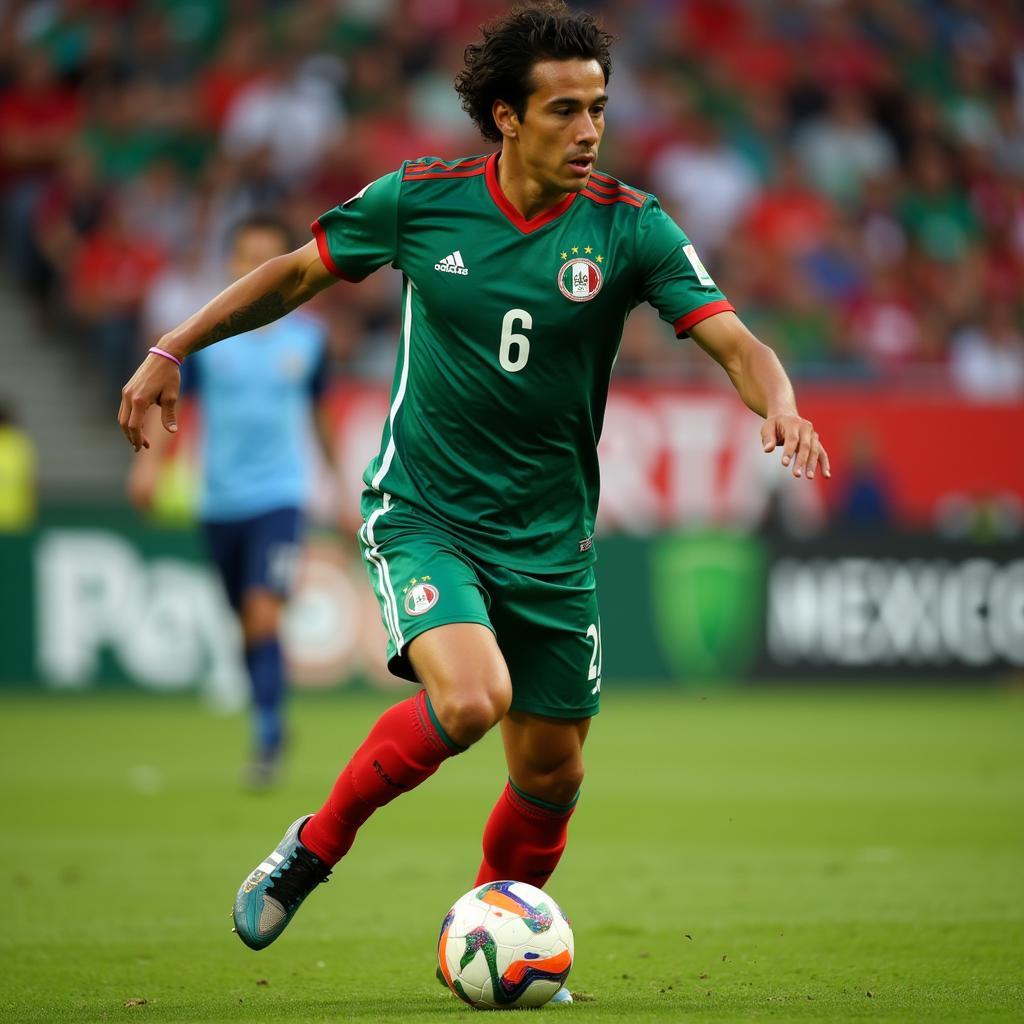 Andres Guardado playing for the Mexican National Team