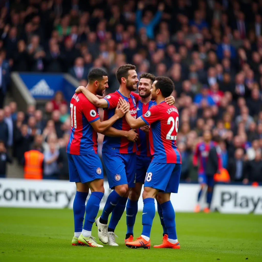 Andy Johnson ăn mừng bàn thắng cùng đồng đội tại Selhurst Park