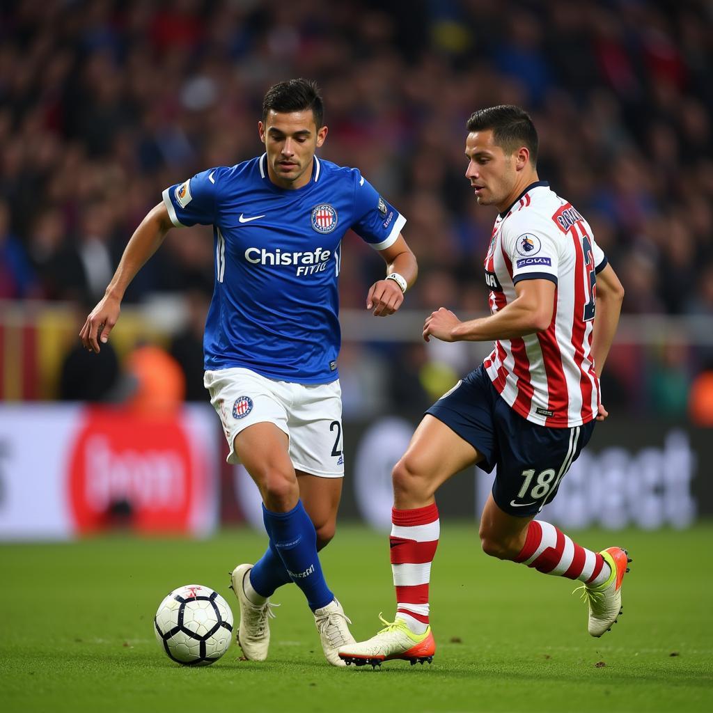 Antoni Sarcevic skillfully dribbling past an opponent