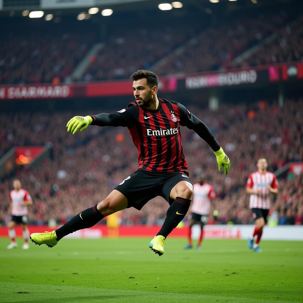 Antonio Donnarumma making a save for AC Milan