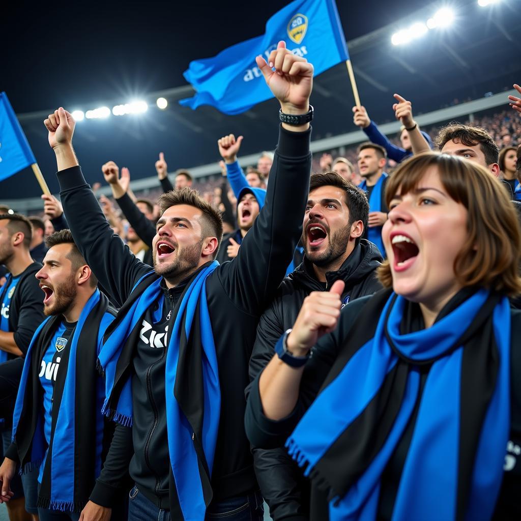 Atalanta fans celebrating a victory