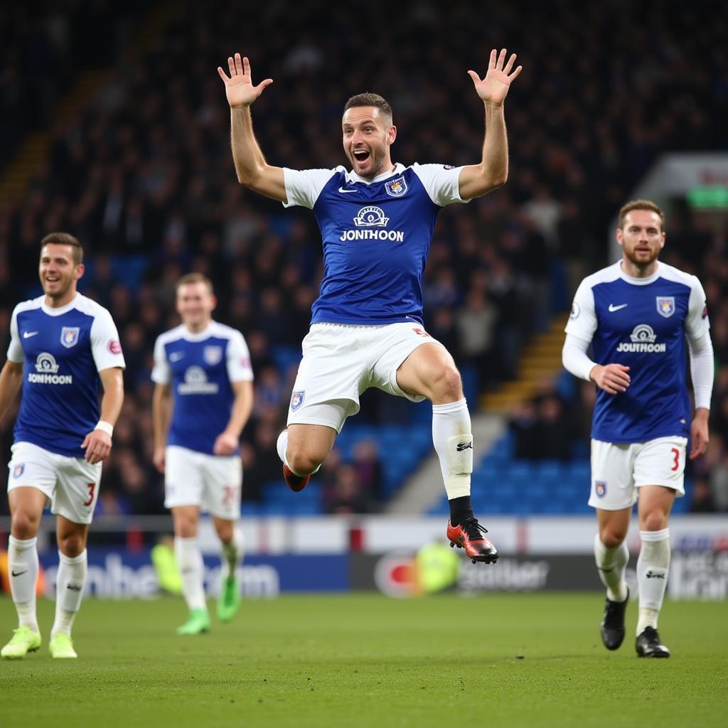 Ben Whiteman ăn mừng bàn thắng trong màu áo Preston North End