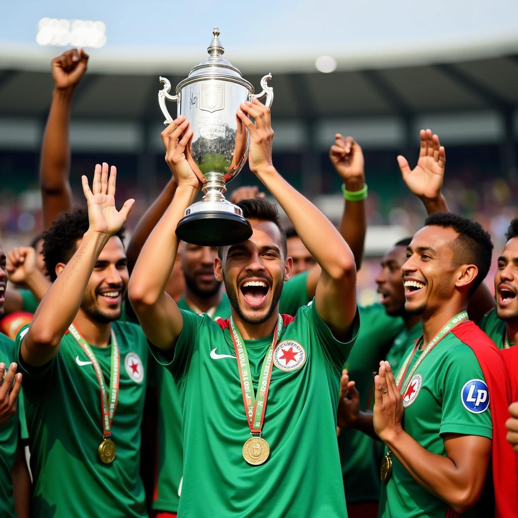 Bennacer ăn mừng chức vô địch  Africa Cup of Nations  2019 cùng đội tuyển Algeria 