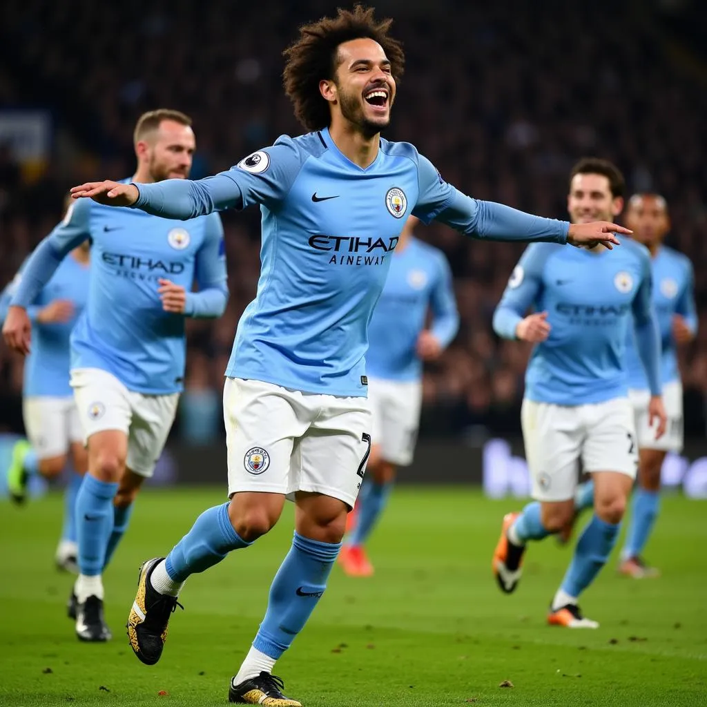 Bernardo Silva celebrates a goal for Manchester City