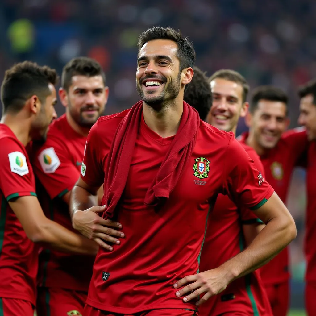 Bernardo Silva celebrates with the Portuguese national team