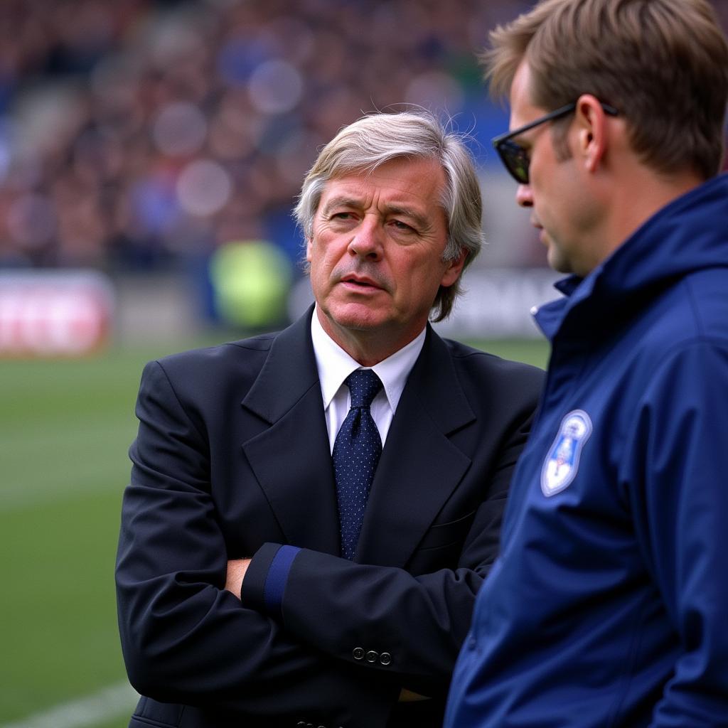 Bobby Robson, the legendary manager of Ipswich Town, during his time at the club