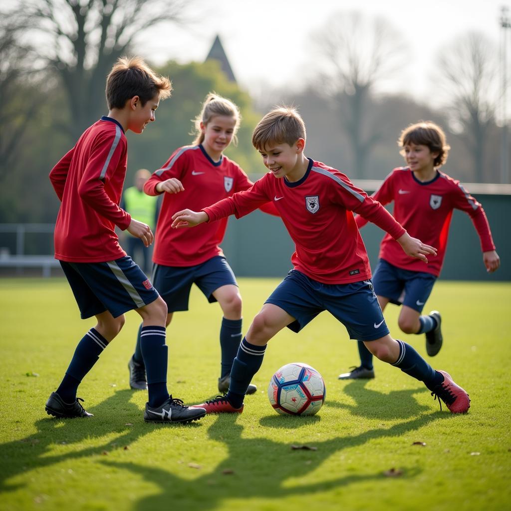 Young footballers training in St Albans