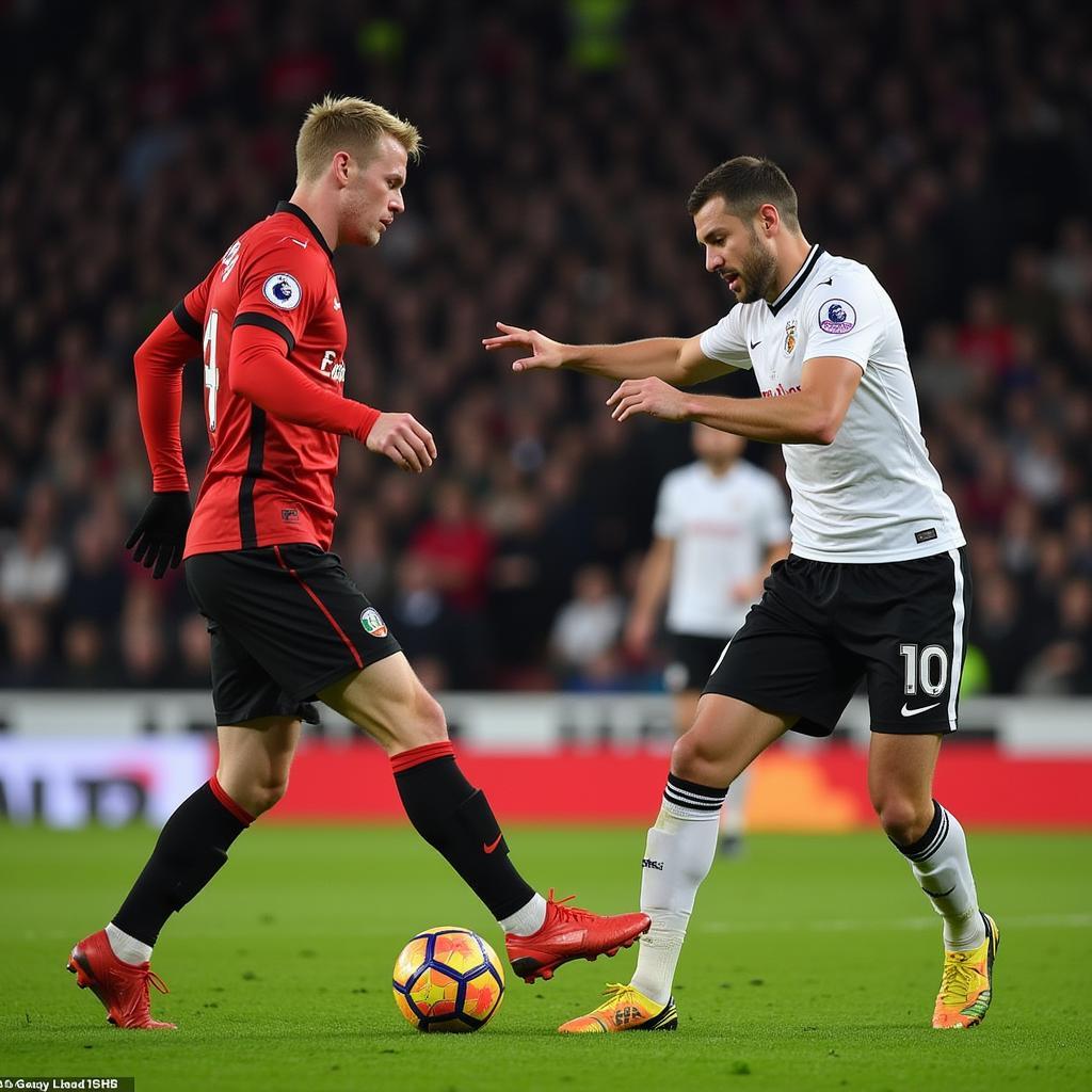 Brentford and Fulham players clash in a heated West London derby