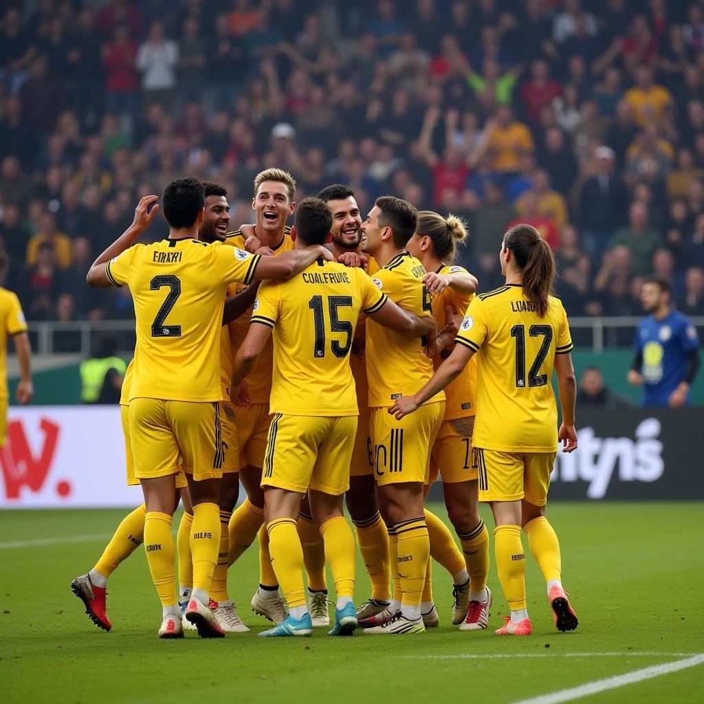 FK Humenné players celebrating a goal