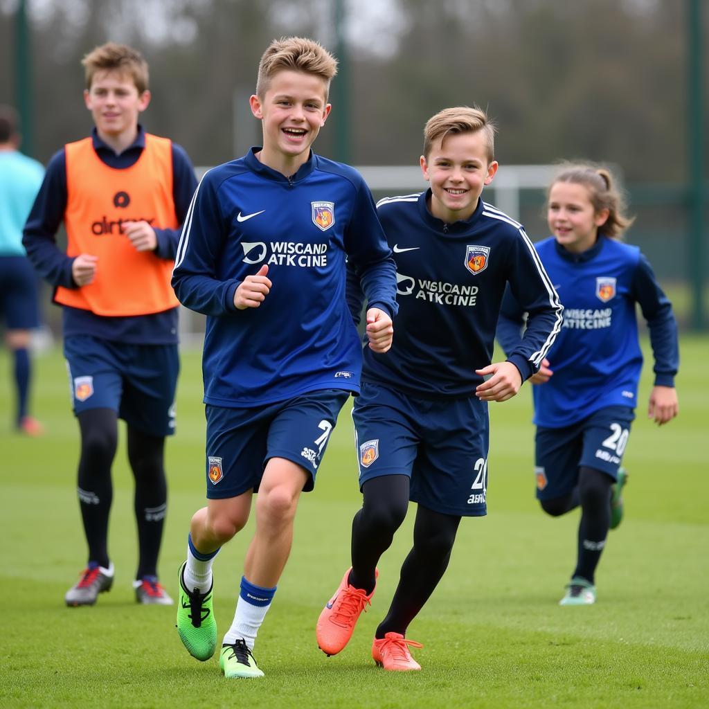 Young Ipswich Town players training