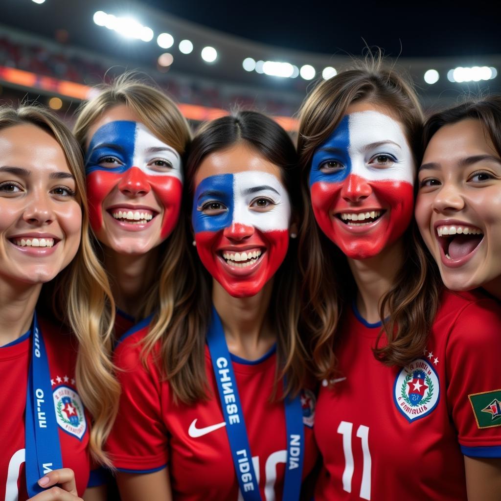 Các CĐV Chile ăn mừng tại Estadio Municipal de Concepción