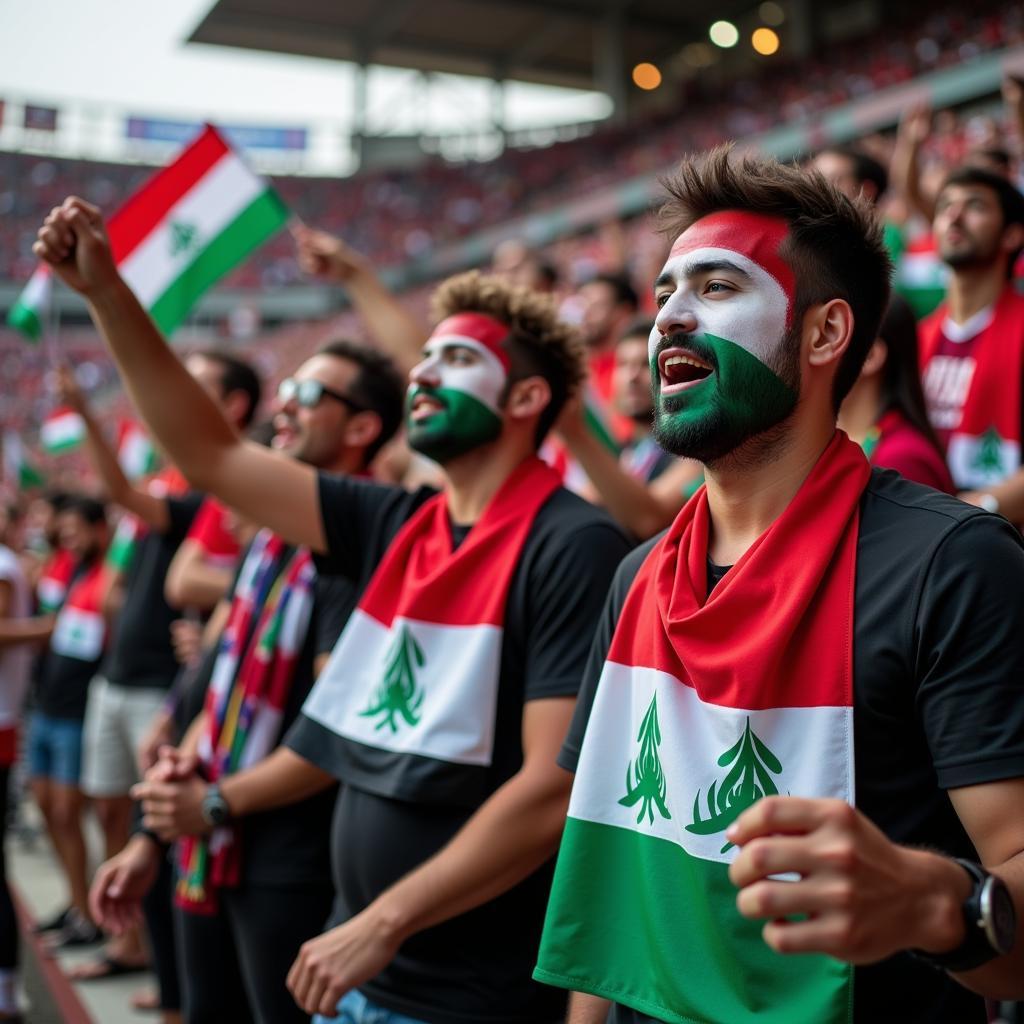 Cổ động viên cuồng nhiệt tại Al Basra Stadium