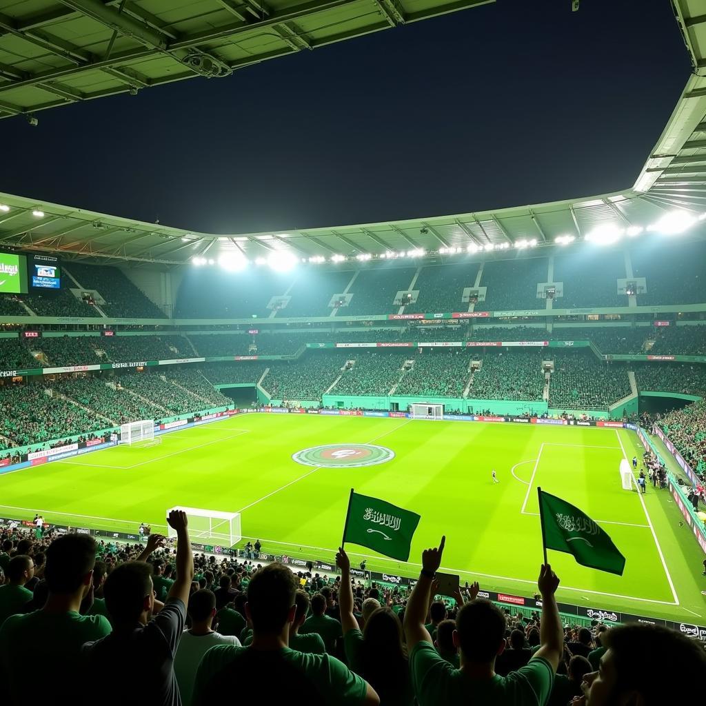 Các CĐV trên sân King Abdullah Stadium Jeddah