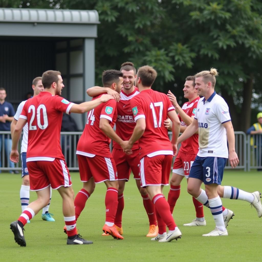 Cầu thủ Canvey Island FC ăn mừng chiến thắng