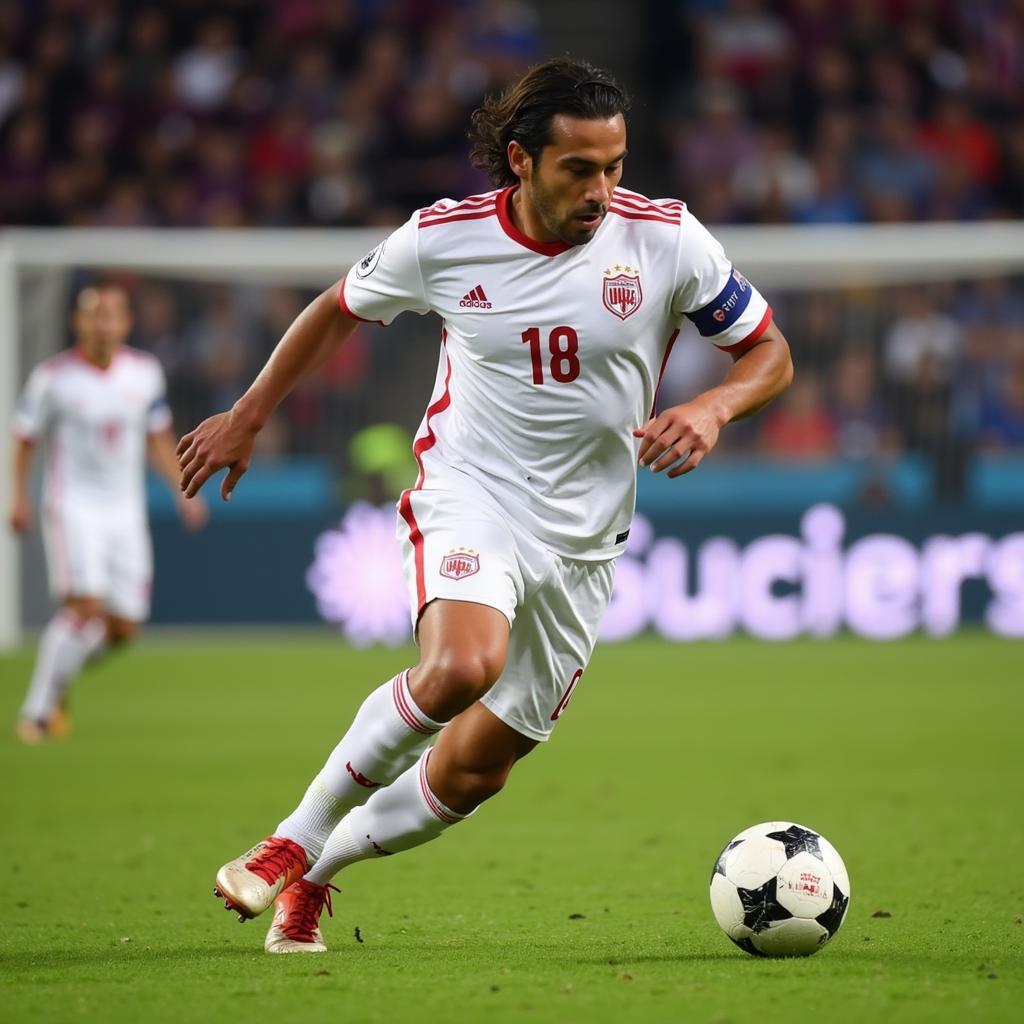 Carlos Pena in Action: A young soccer player charges down the field with the ball at his feet. He is focused, determined, and in his element.