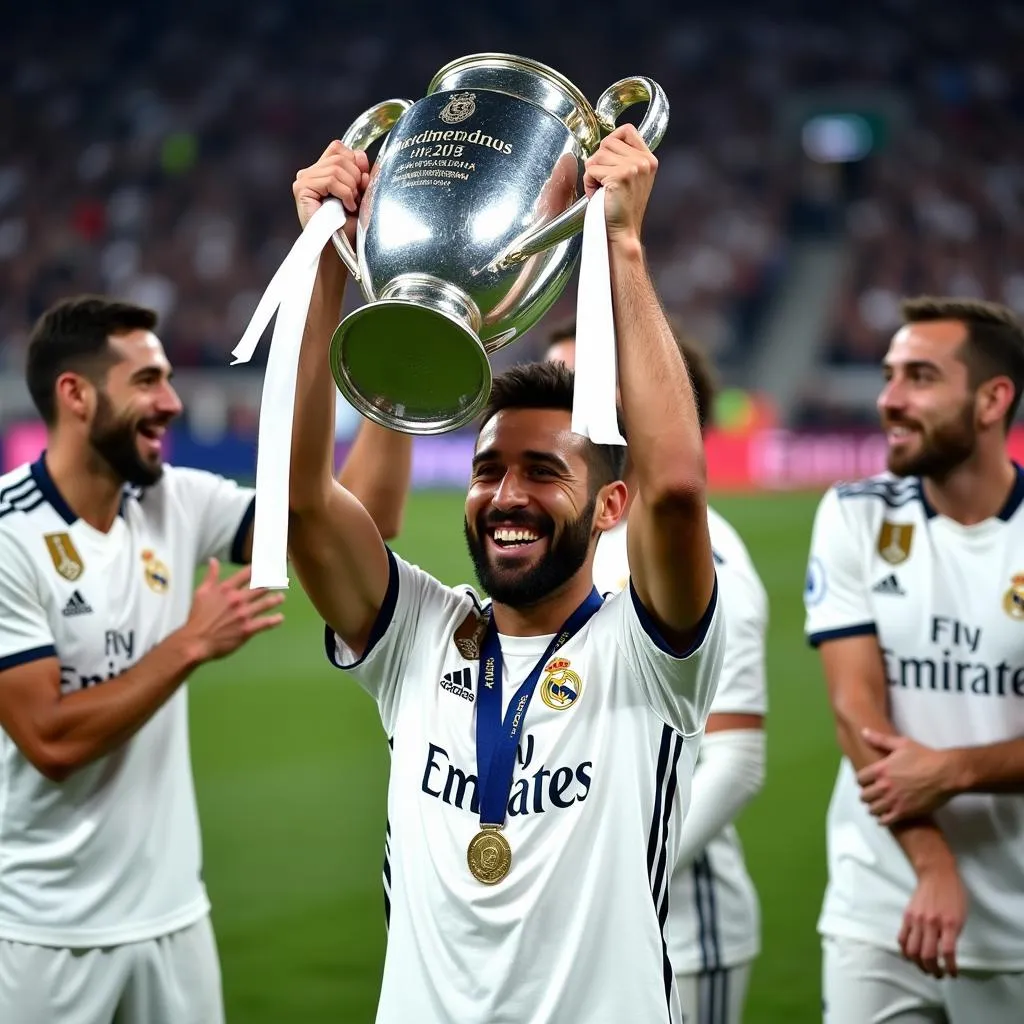 Dani Carvajal ăn mừng chức vô địch Champions League