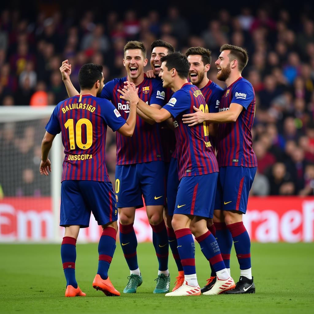 Cầu thủ Barcelona SC ăn mừng chiến thắng