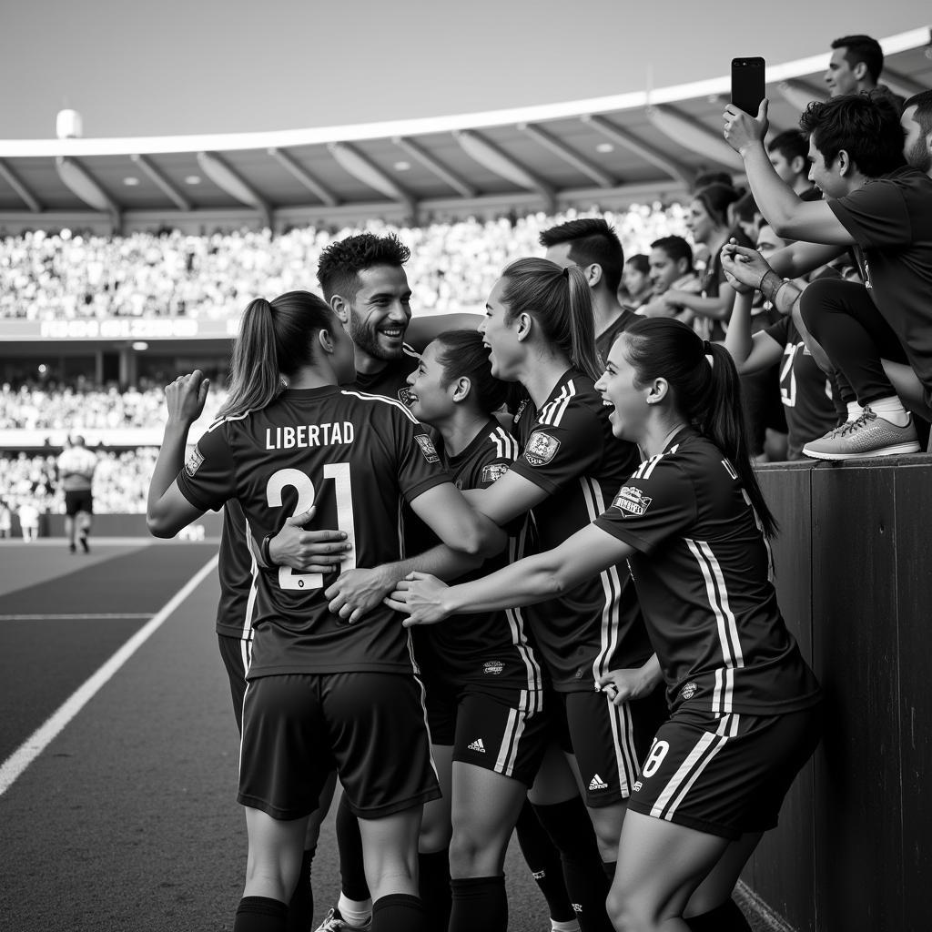 Libertad players celebrating a victory