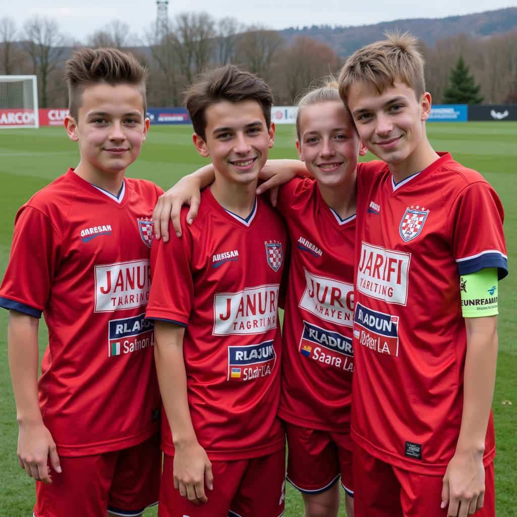 NK Jarun Zagreb players in their traditional jerseys