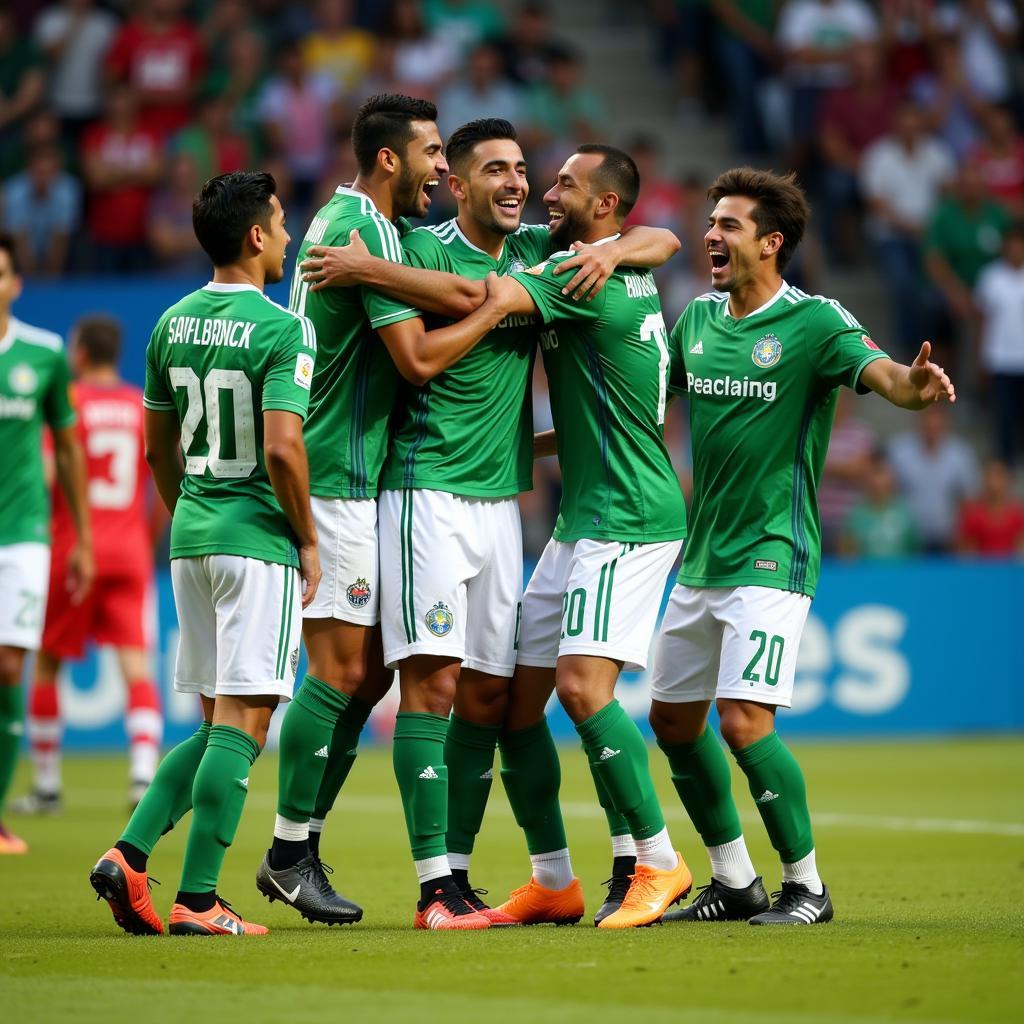 Pachuca players celebrating a goal