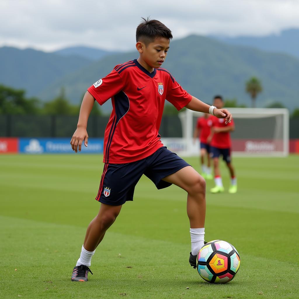 Young Honduran Footballer Training