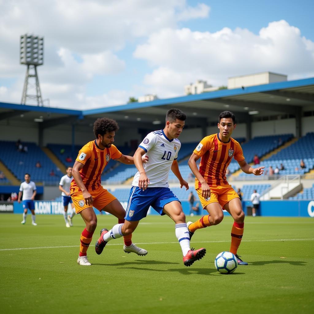 Cầu thủ thi đấu trên sân Estadio Cacique Diriangén