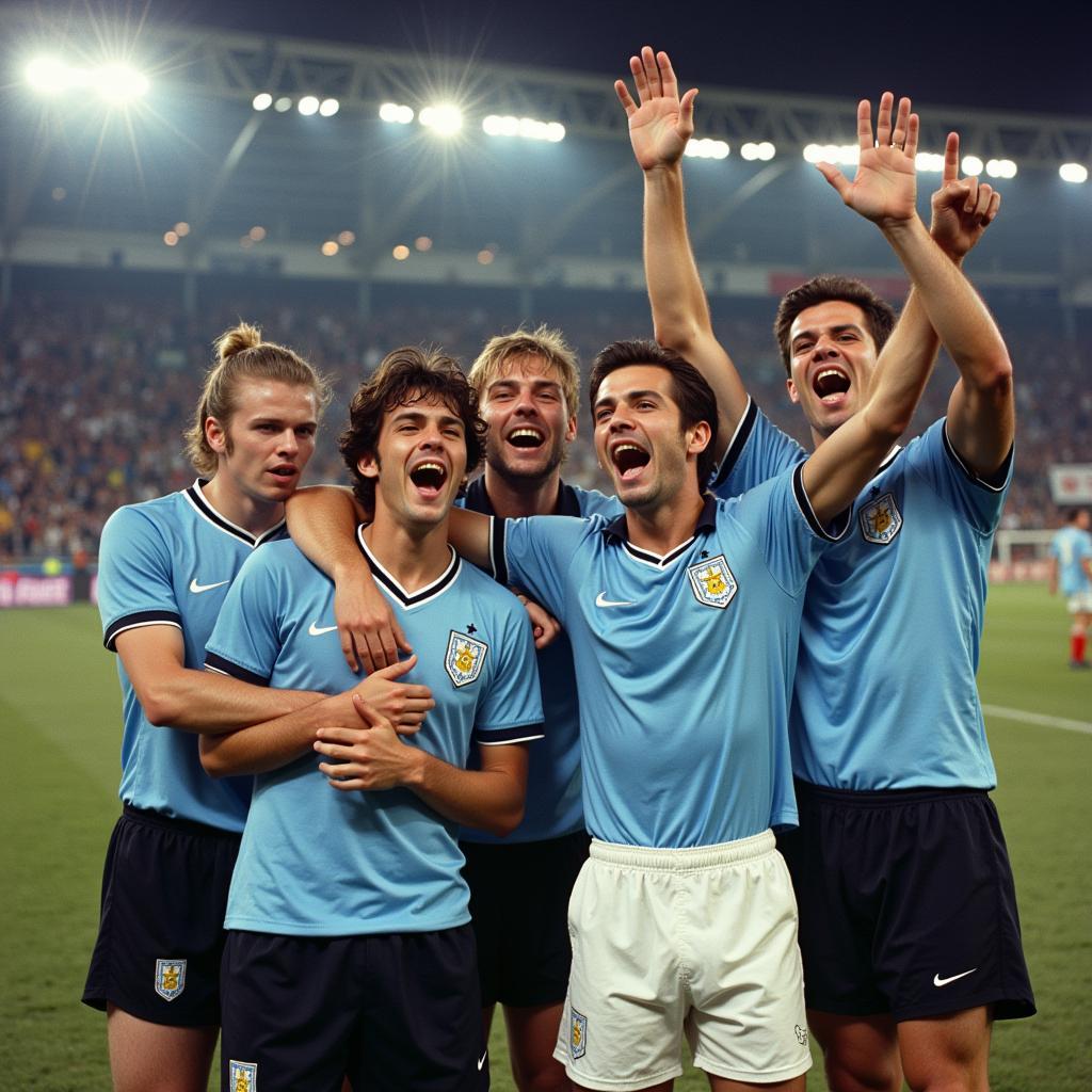 Uruguayan Footballers in a Historical Event