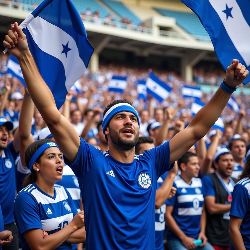 Cổ động viên Honduras trên khán đài Estadio Honduras