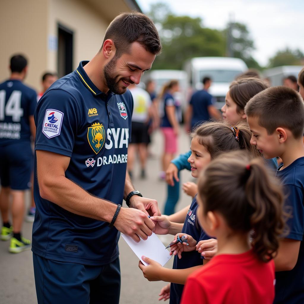 Central Coast Mariners player participating in a community event