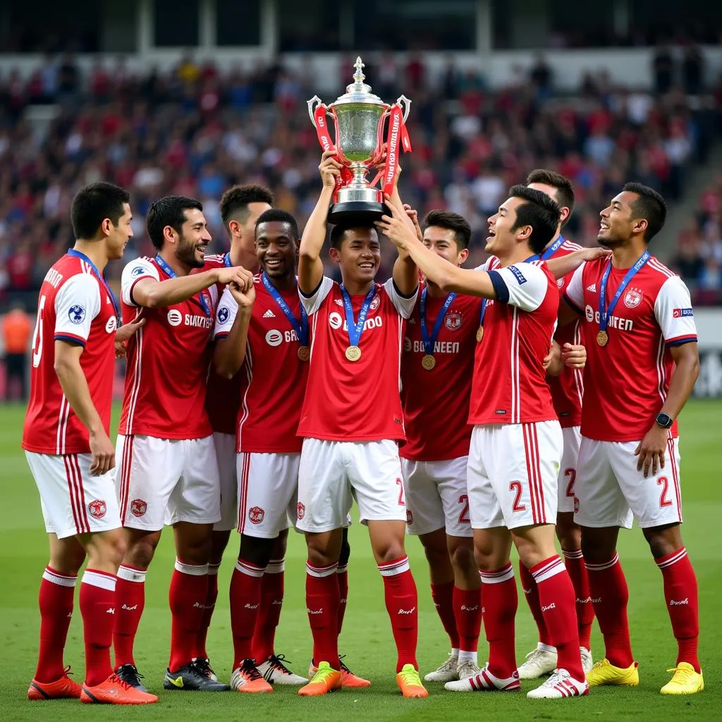 Cerezo Osaka celebrating a trophy