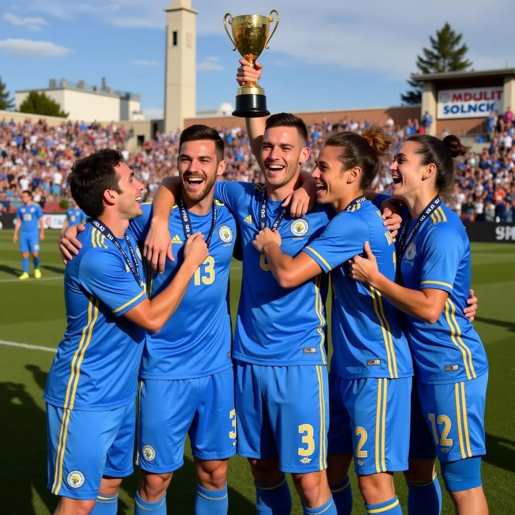 Chad Barrett ăn mừng chức vô địch NCAA Division I Men's Soccer Championship cùng đồng đội tại UCLA