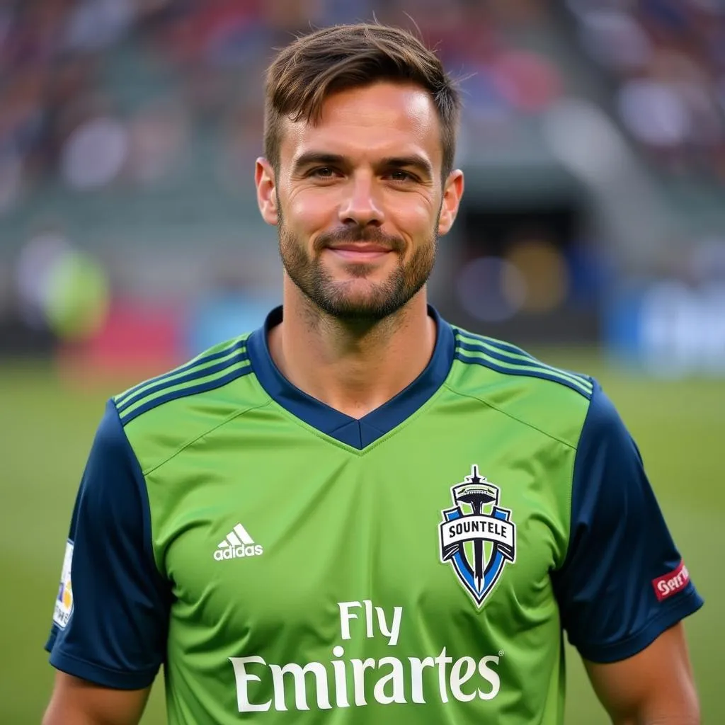 Chad Barrett trong màu áo Seattle Sounders FC, một trong những câu lạc bộ anh từng thi đấu tại MLS