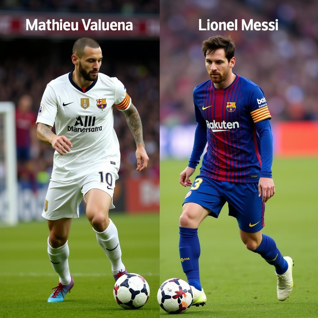 Valbuena and Messi height comparison