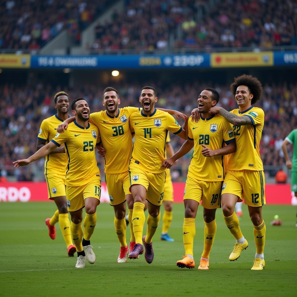 Como Football Team Celebrating a Goal