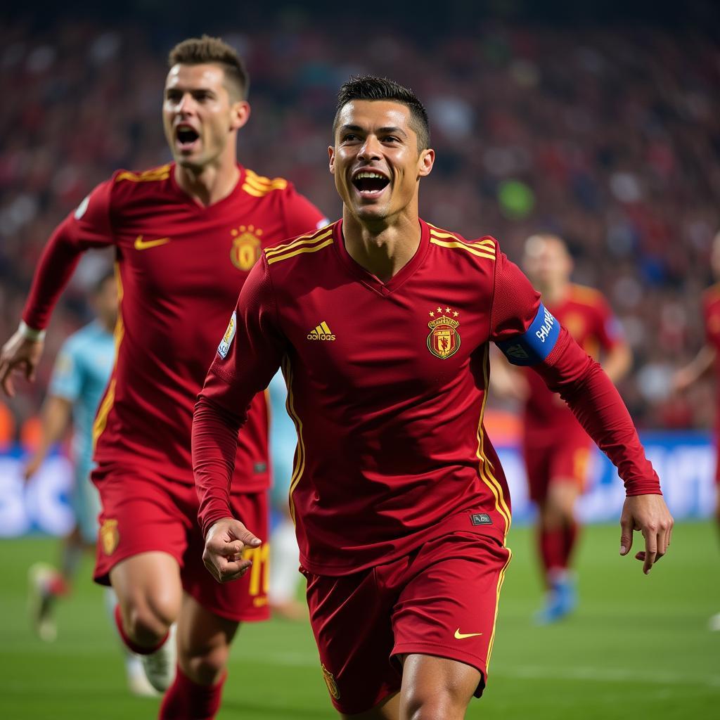 Cristiano Ronaldo ăn mừng bàn thắng