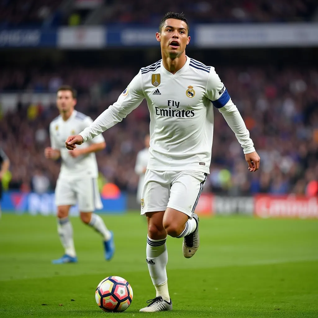 Cristiano Ronaldo ăn mừng bàn thắng trong màu áo Real Madrid