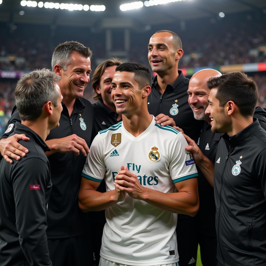 Cristiano Ronaldo celebrating victory with his Casiani team