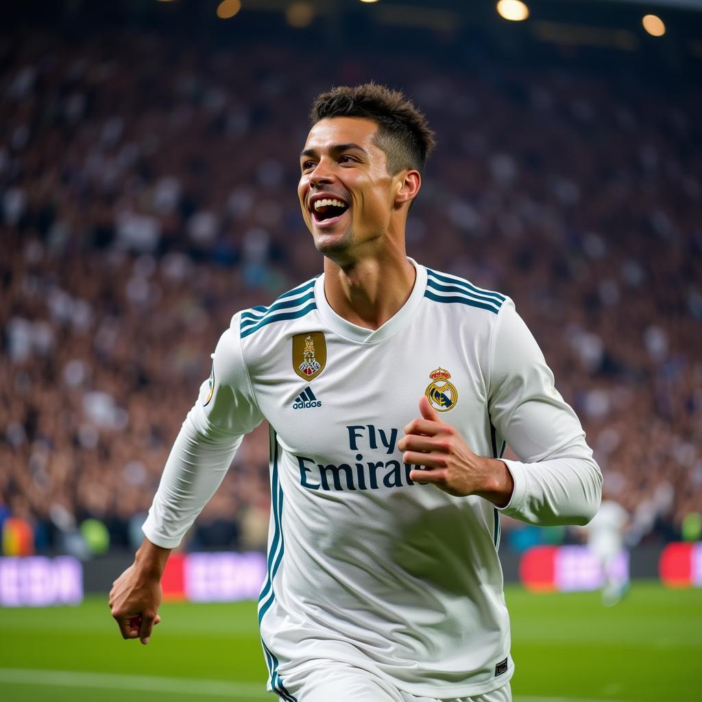 Cristiano Ronaldo ghi bàn trong màu áo Real Madrid