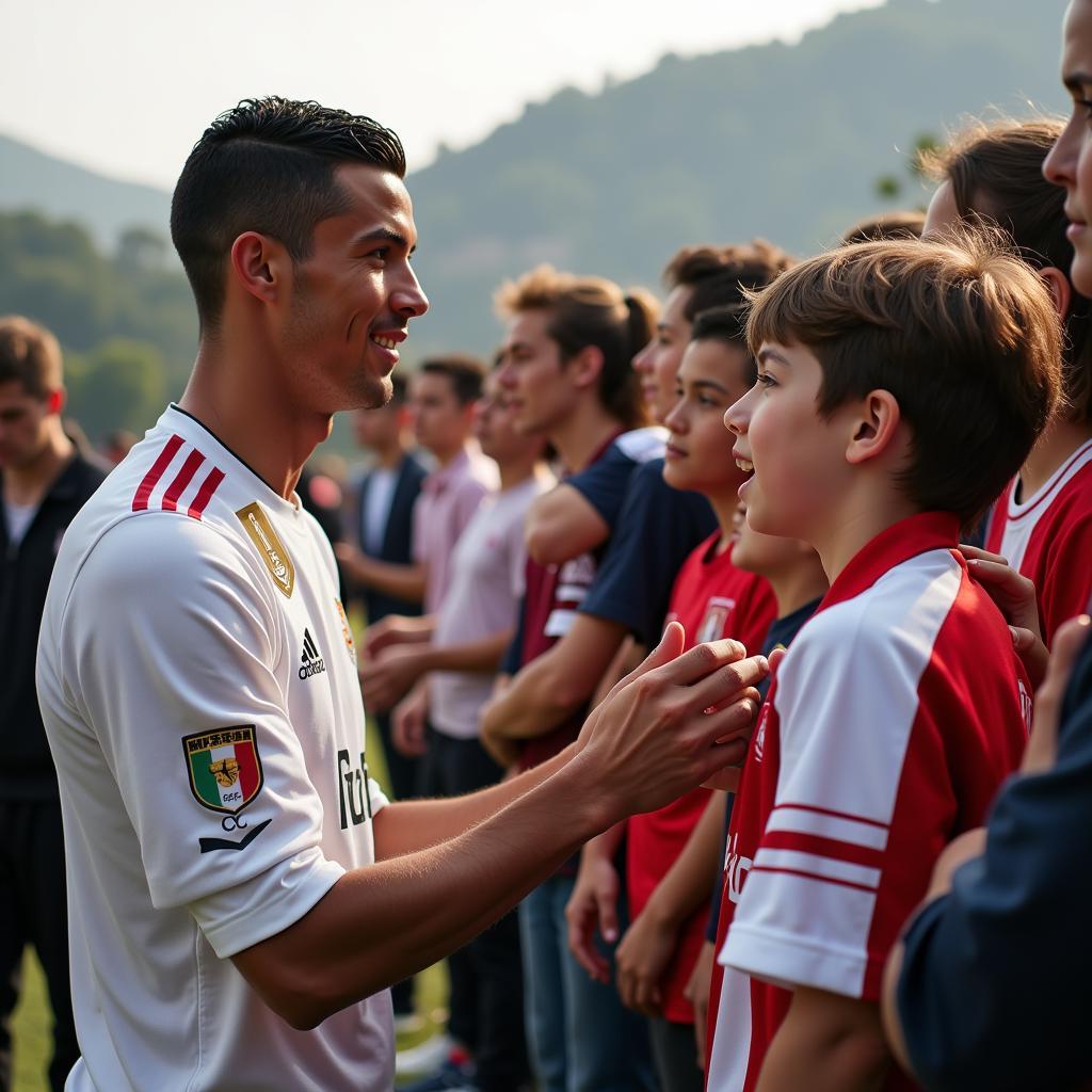 Cristiano Ronaldo giao lưu cùng người hâm mộ nhí