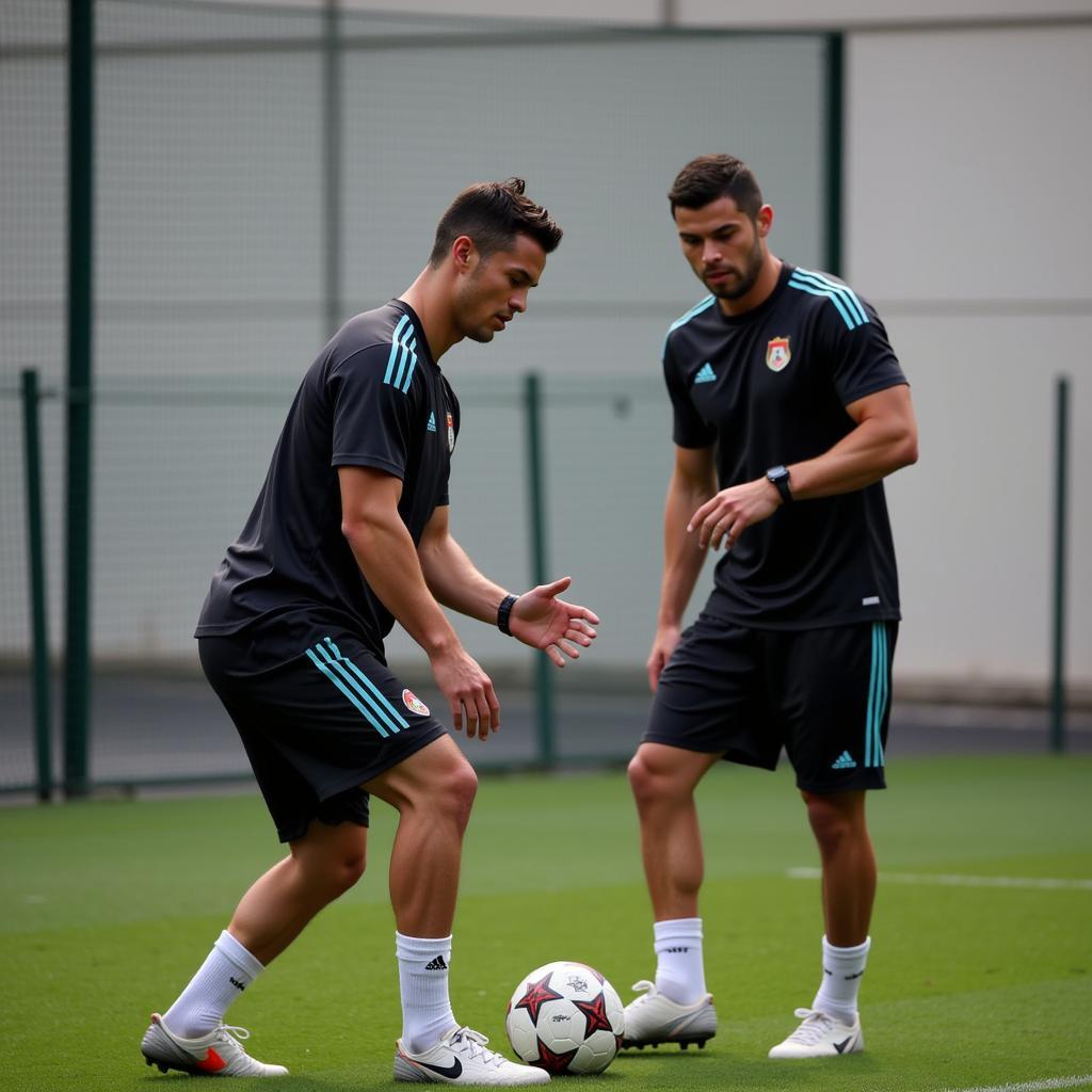 Cristiano Ronaldo training under the guidance of Hugo Bachrach