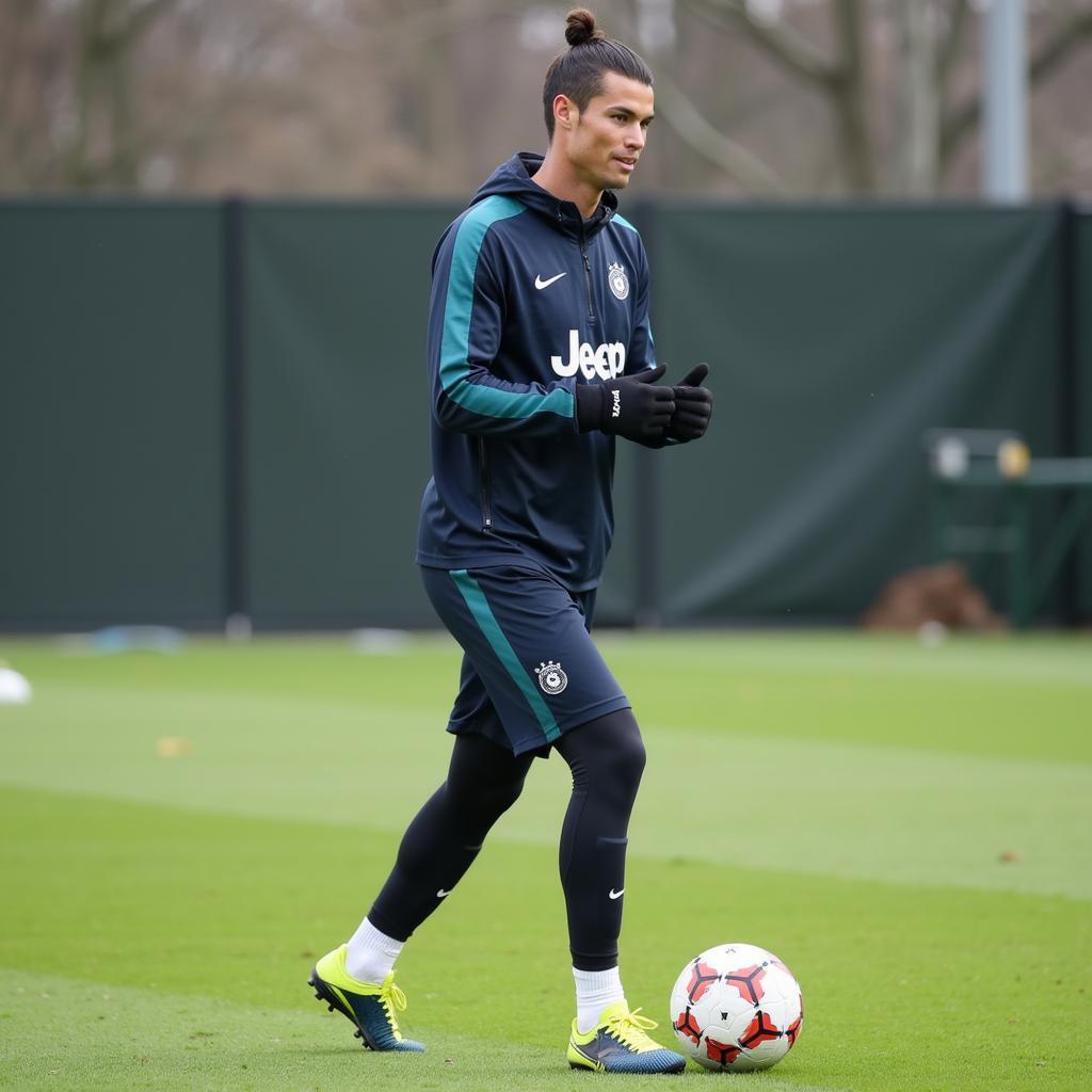 Cristiano Ronaldo training rigorously