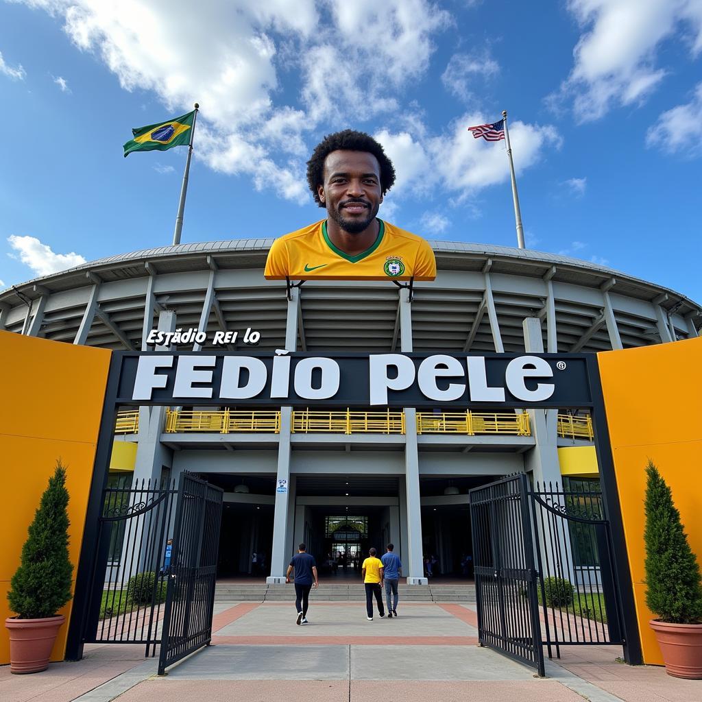 Cổng vào sân vận động Estádio Rei Pelé