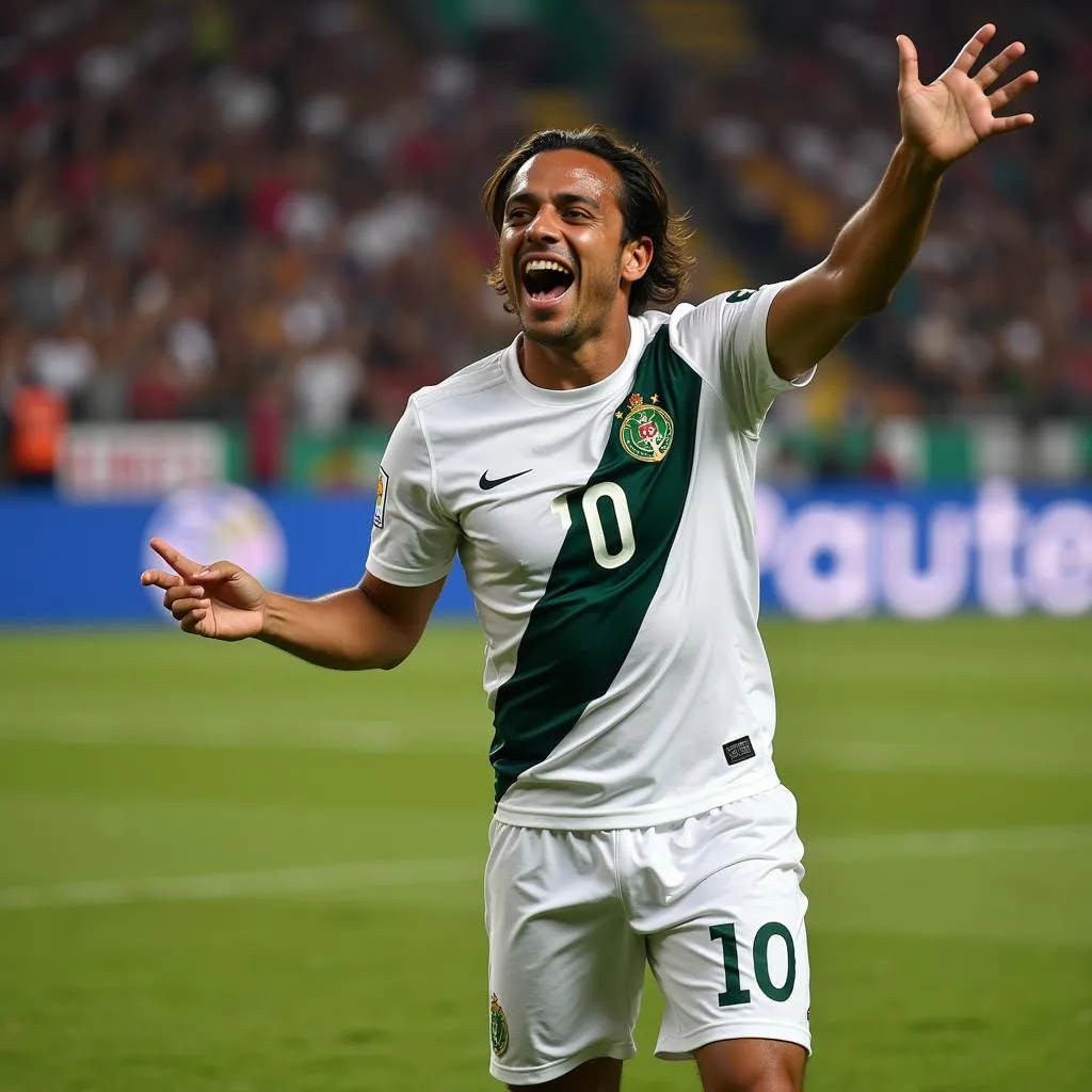 Cuauhtémoc Blanco celebrating a goal for Mexico